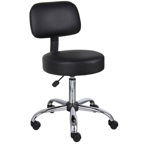 Boss Be Well Medical Spa Professional Adjustable Stool with Back, Black